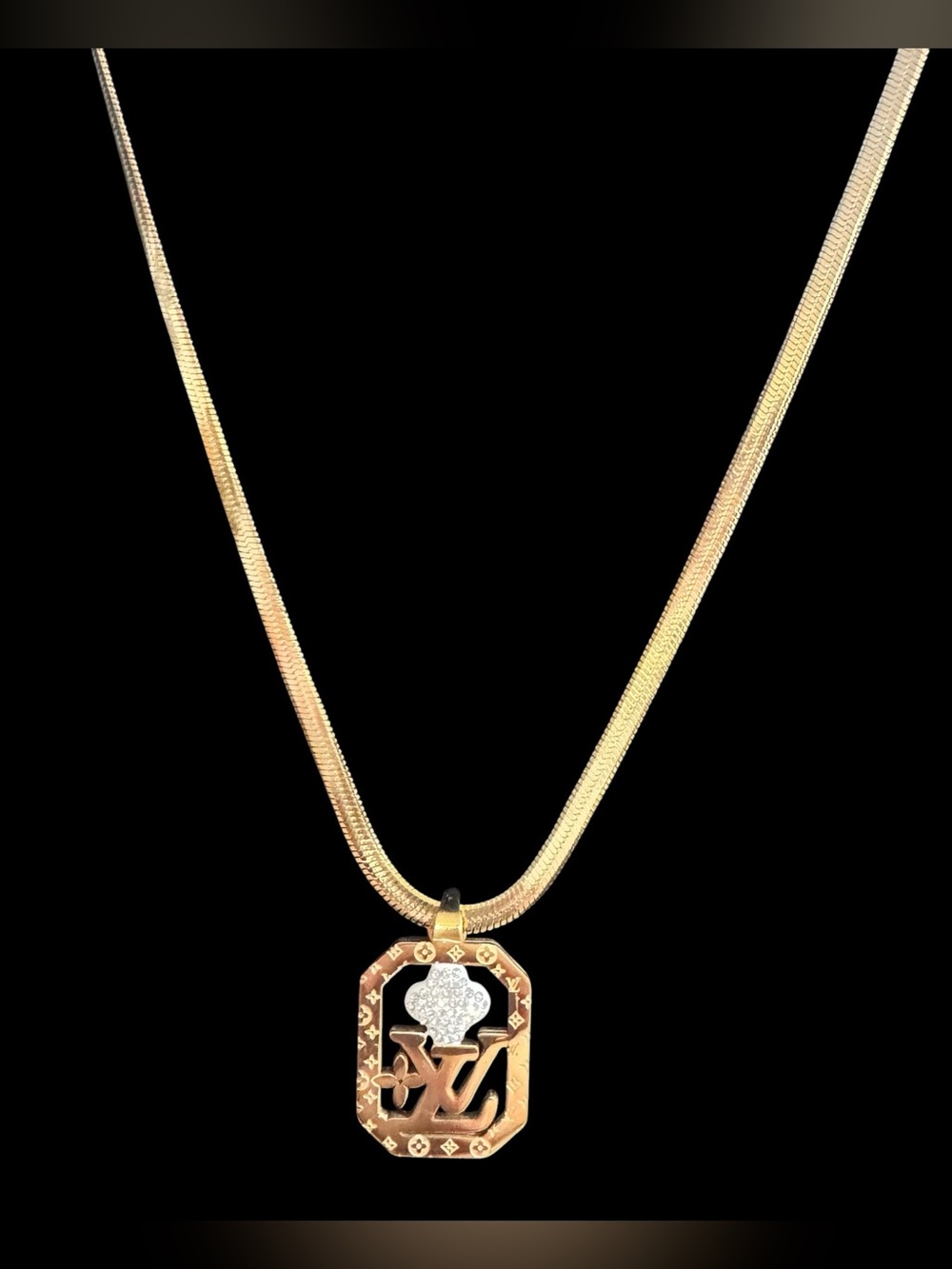 Gold-Tone Monogram Pendant Necklace